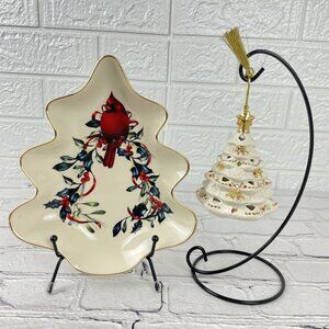 LENOX Porcelain Winter Holiday Candy Dish and Ornament